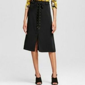 Who What Wear Lace Up Black Skirt